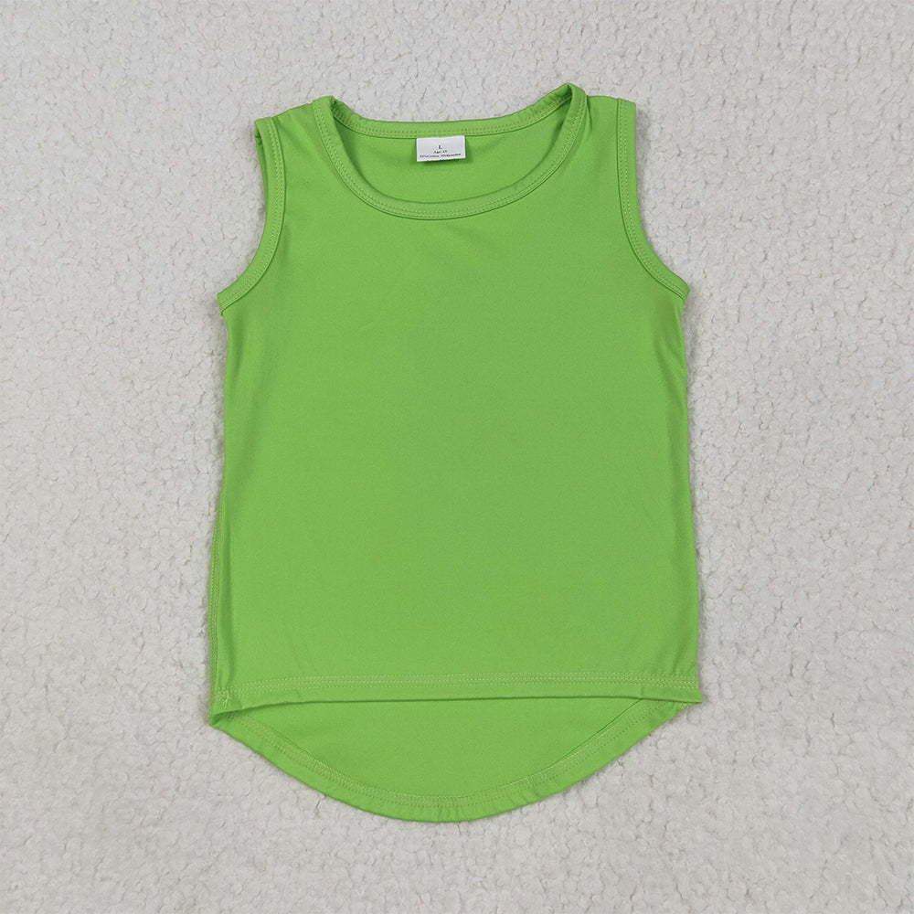 6.2 RTS NO MOQ Summer Baby Girls Short Sleeve GT0985 Green Yoga Sleeveless Vests Tops
