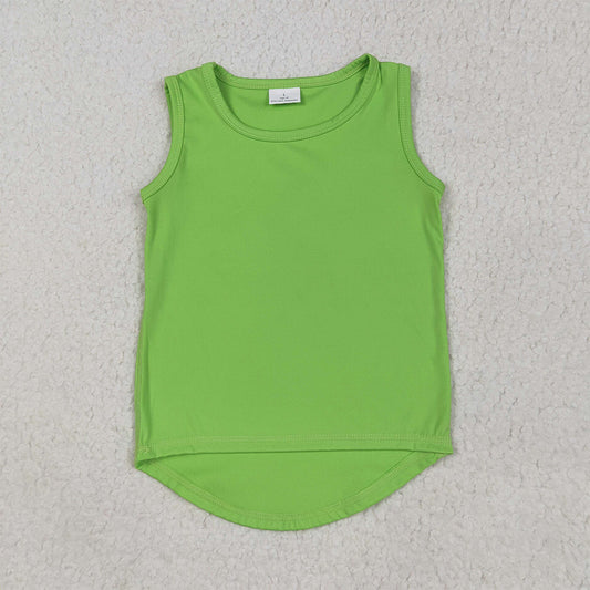 6.2 RTS NO MOQ Summer Baby Girls Short Sleeve GT0985 Green Yoga Sleeveless Vests Tops