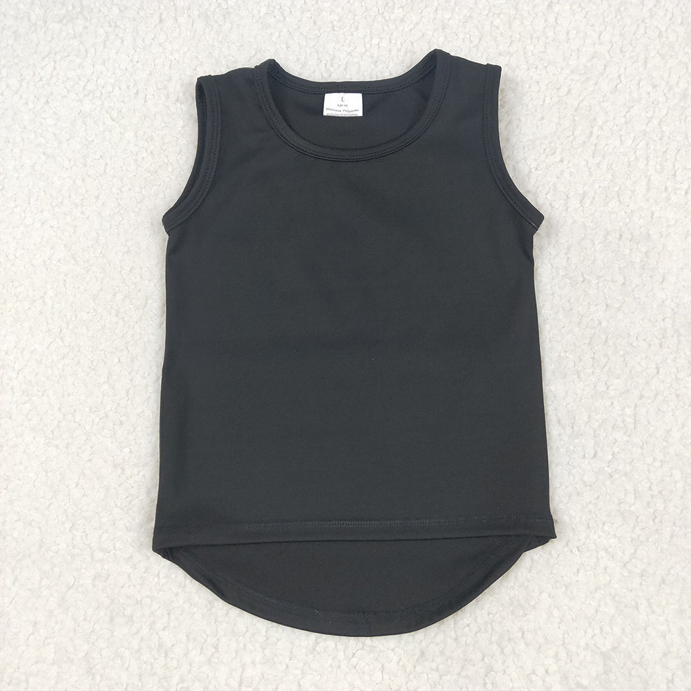 5.19 RTS NO MOQ Summer Baby Girls Short Sleeve GT0987 Black Yoga Sleeveless Vests Top