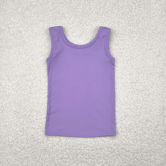 RTS NO MOQ Summer Baby Girls Short Sleeve GT0990 Lavender Sleeveless Yoga Tee Shirts Vests