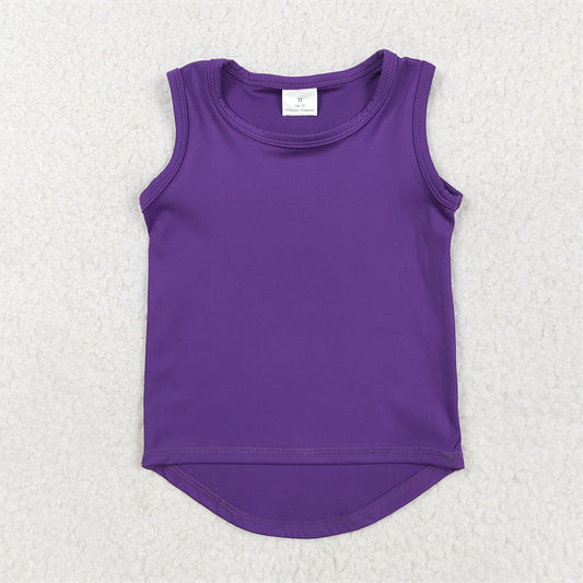 5.13 RTS NO MOQ Summer Baby Girls Short Sleeve GT0996 Purple Sleeveless Yoga Active Tee Shirts Vests