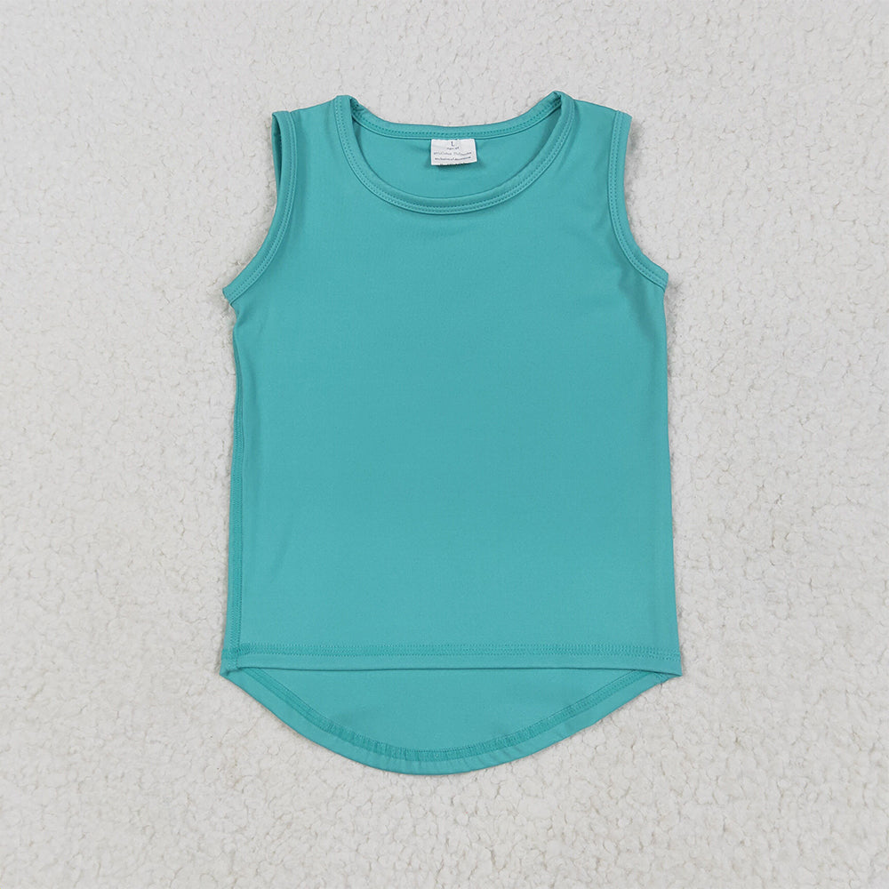 6.2 RTS NO MOQ Summer Baby Girls Short Sleeve GT1018 Aqua Sleeveless Yoga Tee Shirts Vests
