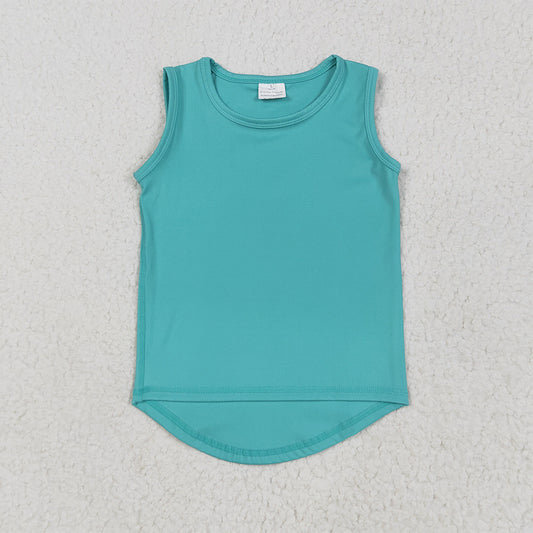 6.2 RTS NO MOQ Summer Baby Girls Short Sleeve GT1018 Aqua Sleeveless Yoga Tee Shirts Vests