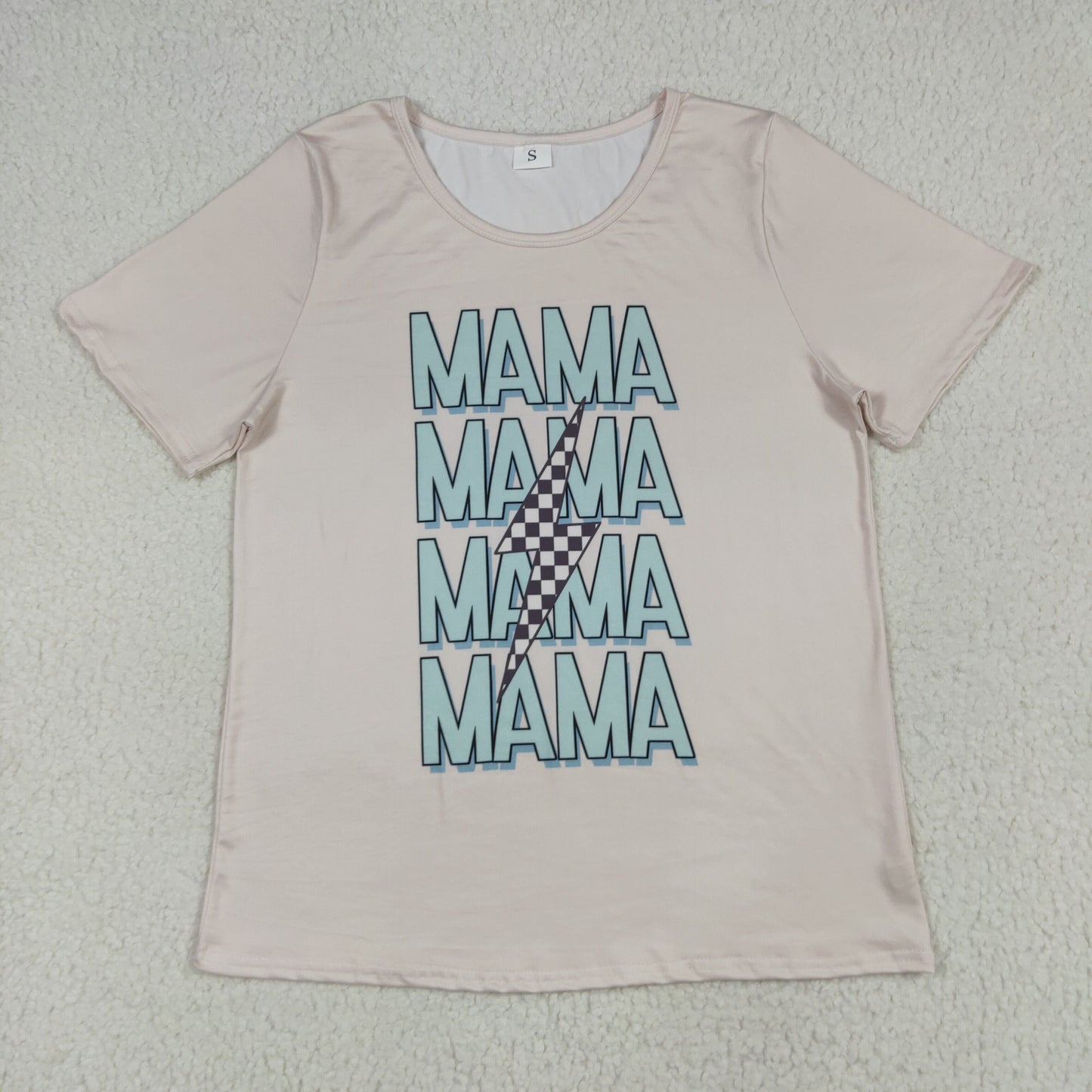7.8 RTS NO MOQ Adult Women Summer Tops GT1019 Short Sleeves MAMA Lightning Tee Shirts Tops