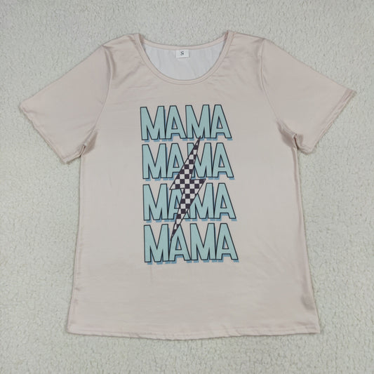 7.8 RTS NO MOQ Adult Women Summer Tops GT1019 Short Sleeves MAMA Lightning Tee Shirts Tops