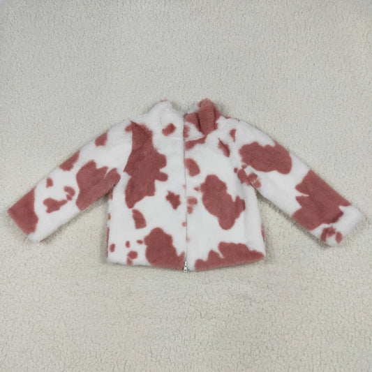 USA Shop RTS Baby Girls Long Sleeves Cow Print Zipper Cardigans Coat Tops