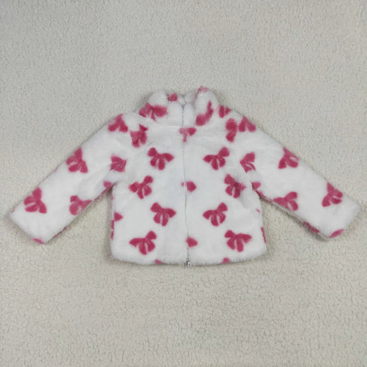 USA Shop RTS Baby Girls Long Sleeves Pink Bows Zipper Cardigans Coat Tops
