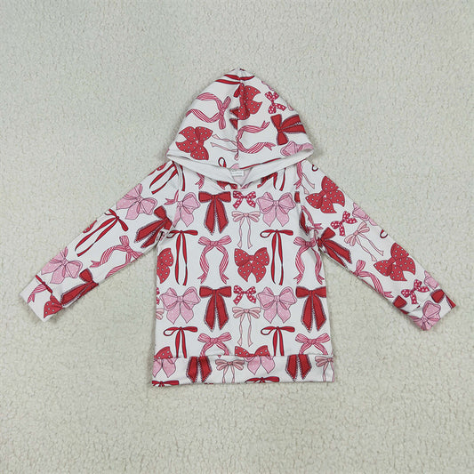 6.24 RTS NO MOQ Baby Girls Long Sleeve GT1059 Christmas Pink Bows Plaid Hoodies Tops