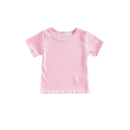 ( Moq 5 ) Preorder Baby Kids Pink Short Sleeves Tee Summer Shirt Tops