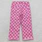 P0096 Ripped pink plaid jeans