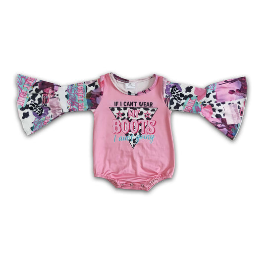 7.12 RTS NO MOQ Baby Girls Bodysuit LR0004 Western Boots Long Sleeve Rompers
