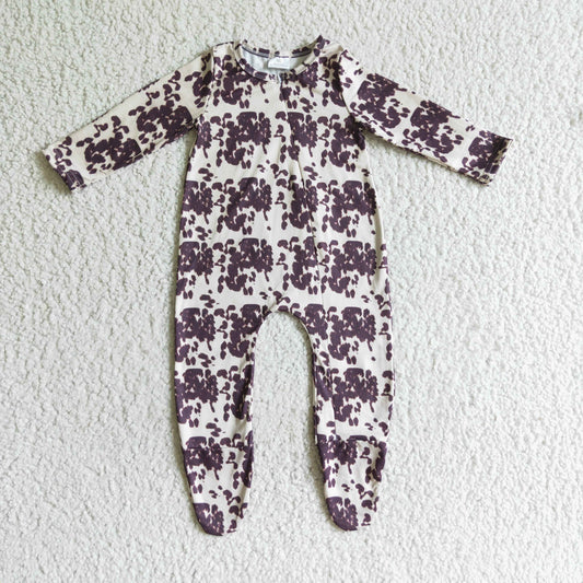 LR0068 cow pattern boys long sleeve romper jumpsuit