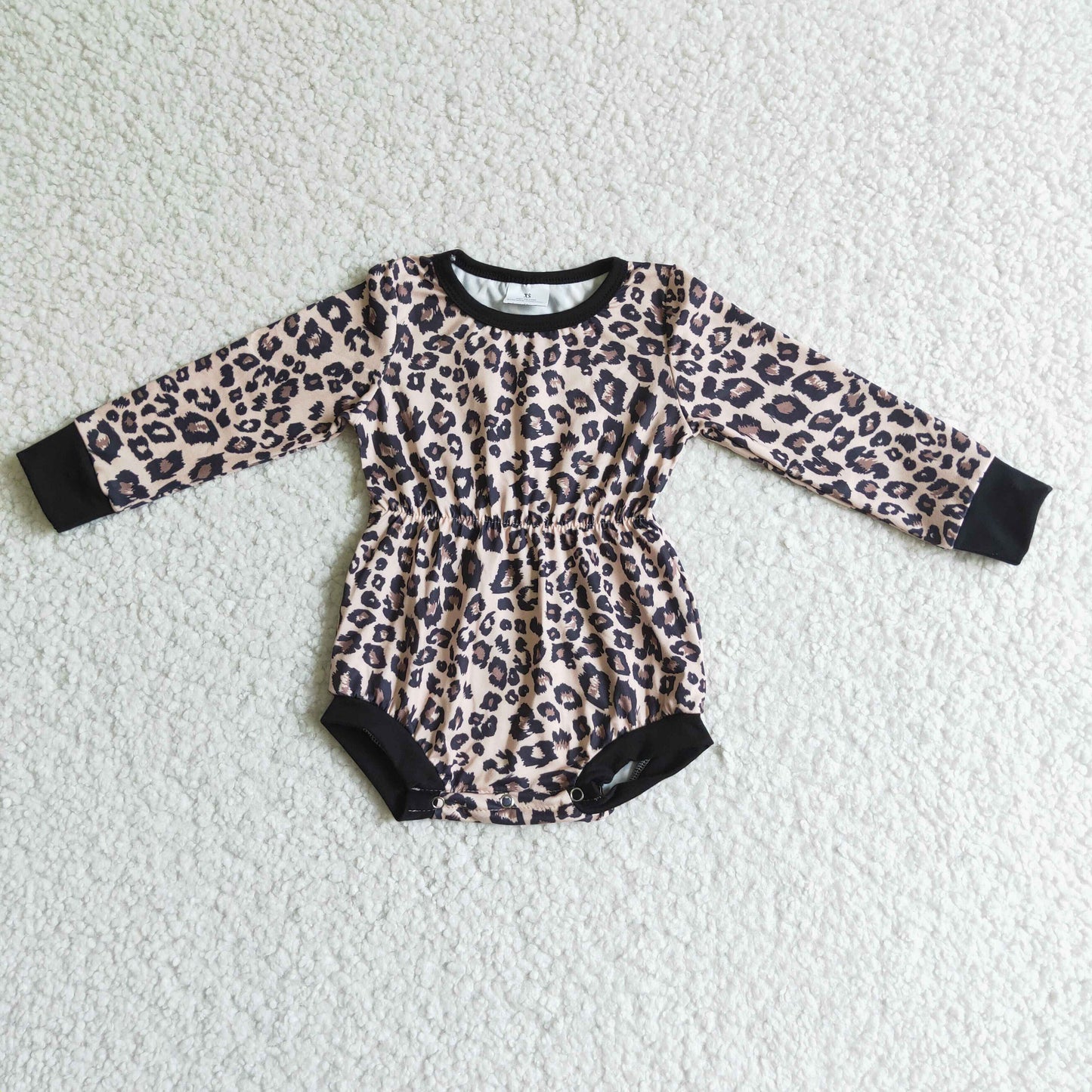 LR0108 Leopard Design Kids Girls long sleeve romper jumpsuit