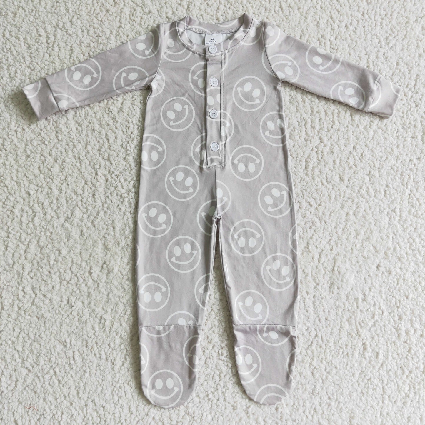 LR0114 Gray Design Kids Girls long sleeve romper jumpsuit