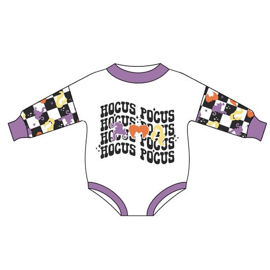 LR0939 Halloween Purple baby girls long sleeve romper