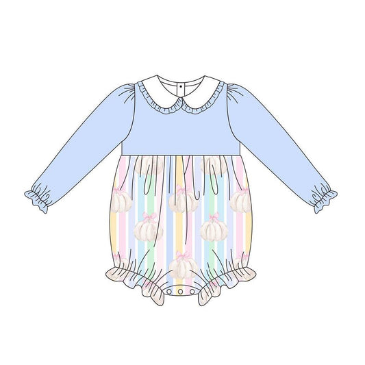 LR0942 Blue baby girls long sleeve romper