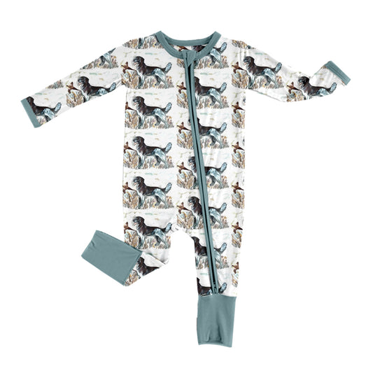 LR0945 Dog baby girls long sleeve romper