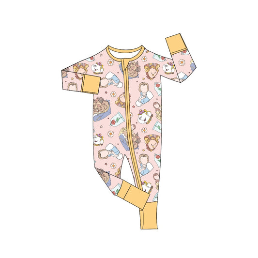 LR0967 Yellow baby girls long sleeve romper