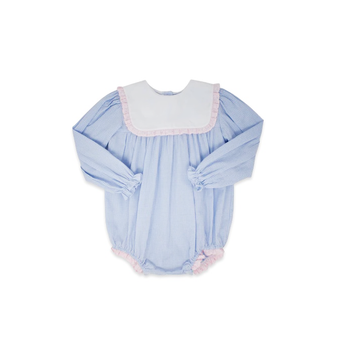 LR0986 Blue baby girls long sleeve romper