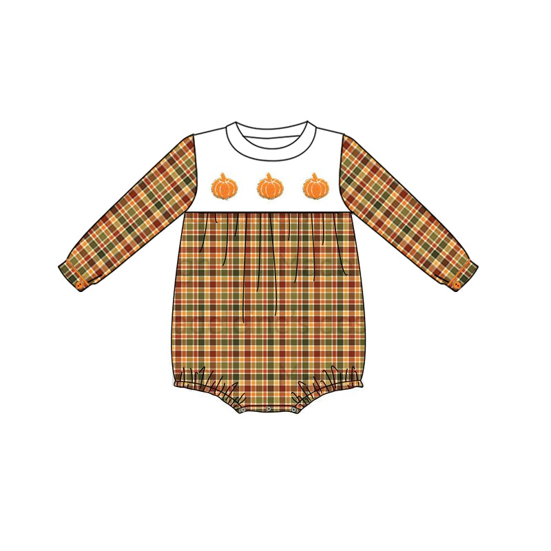 LR0992 cute pumpkin cute baby girls long sleeve romper