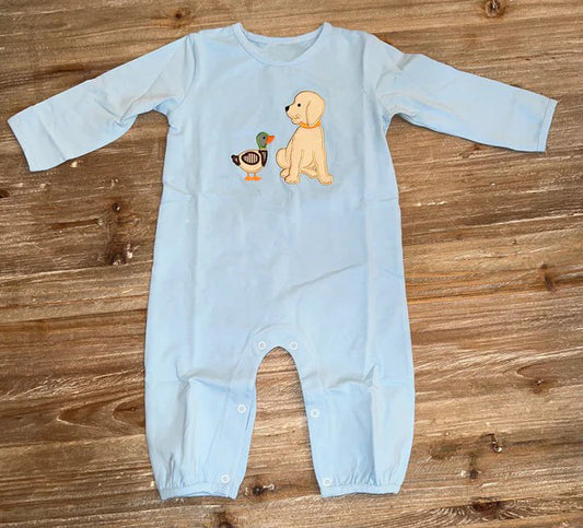 LR0994 Dog duck cute baby girls long sleeve romper