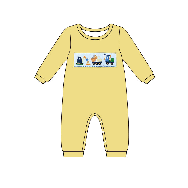 LR0995 Yellow cute baby girls long sleeve romper