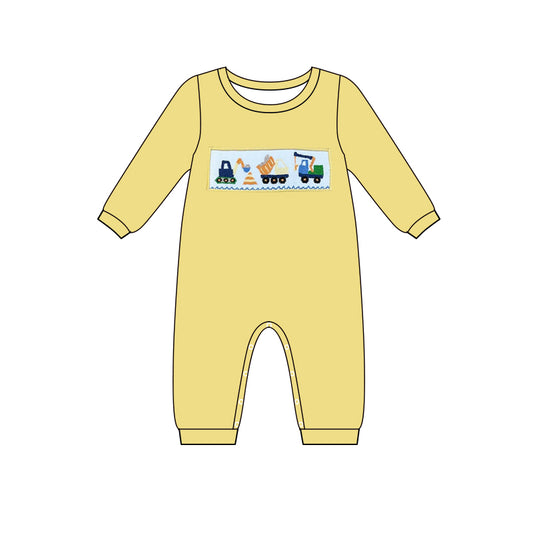 LR0995 Yellow cute baby girls long sleeve romper