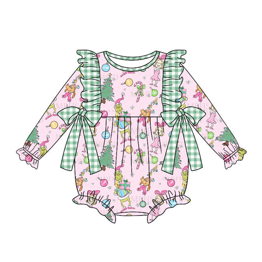 LR0997 Blue cute baby girls long sleeve romper