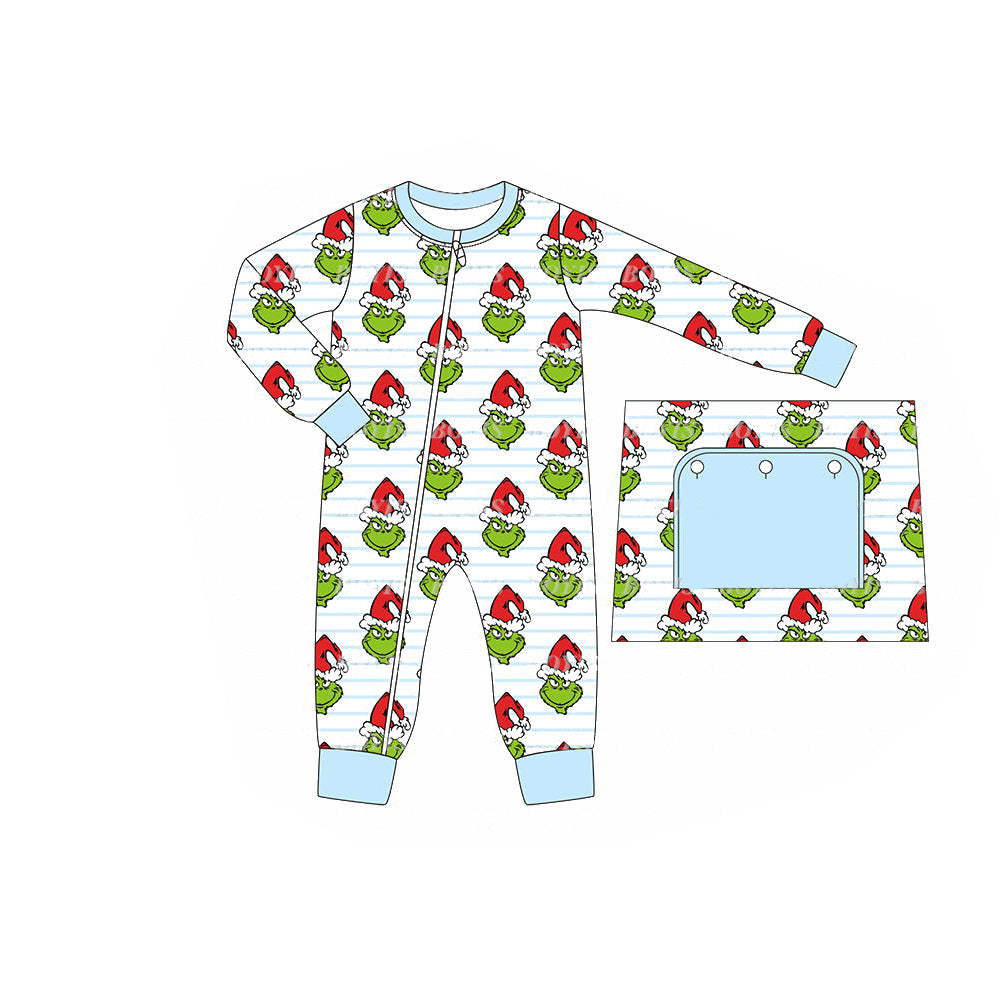 LR1002 Blue Cartoon baby girls long sleeve romper