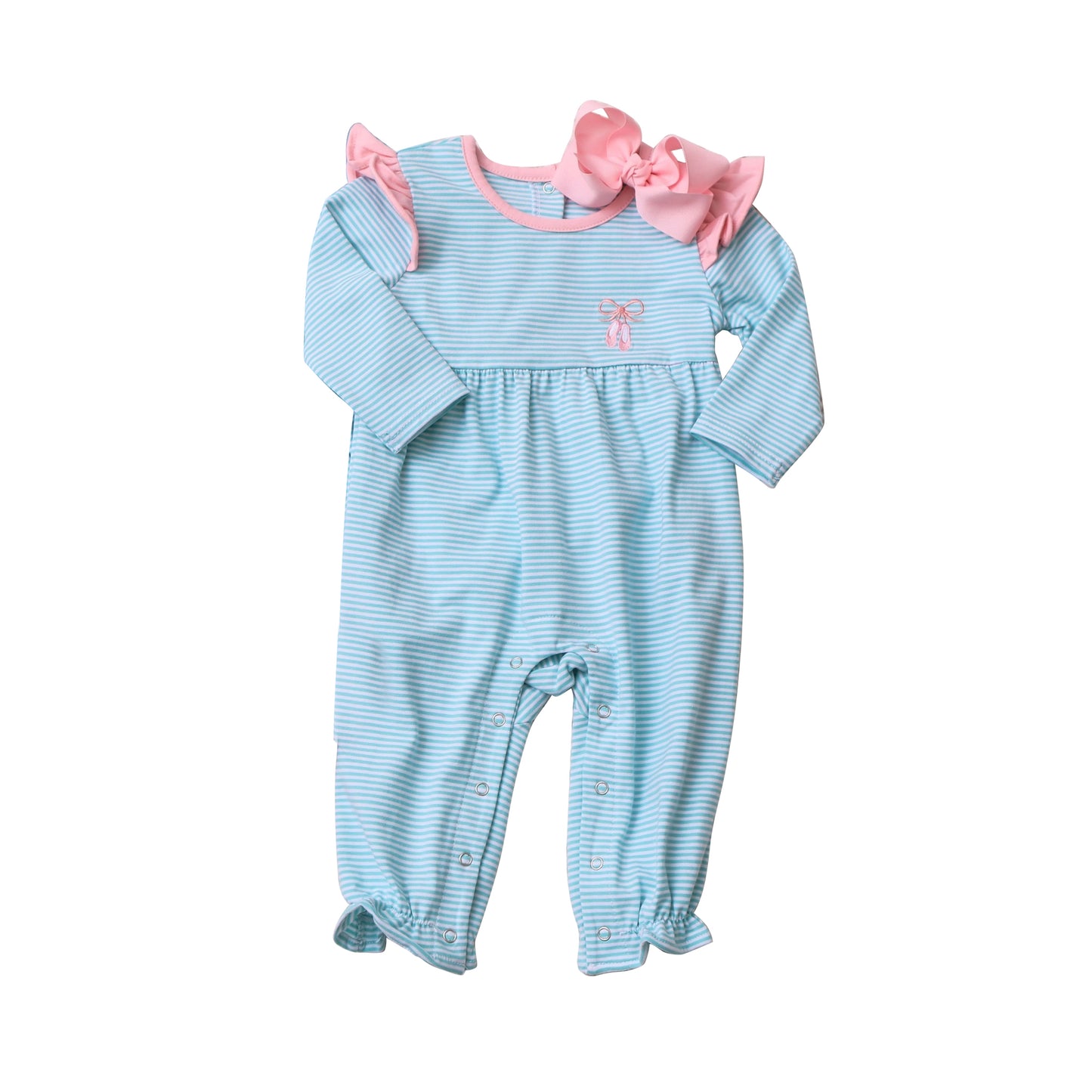 LR1004 blue cute baby girls long sleeve romper