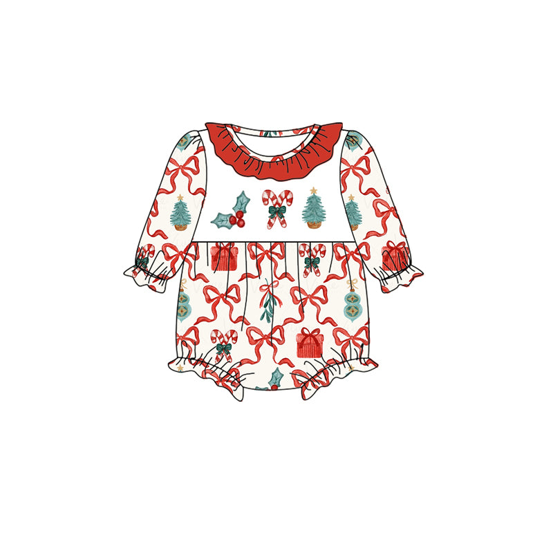 LR1010 Christmas cute baby girl long sleeve romper