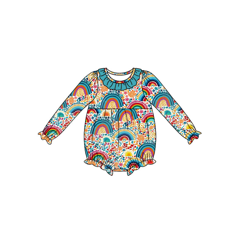 LR1015 rainbow cute baby boy long sleeve romper