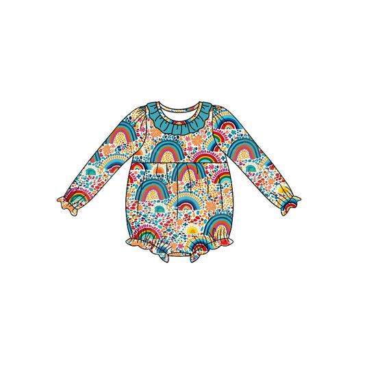 LR1015 rainbow cute baby boy long sleeve romper