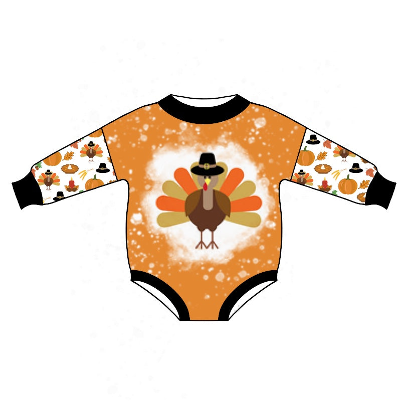 LR1017 Turkey design cute baby boy long sleeve romper