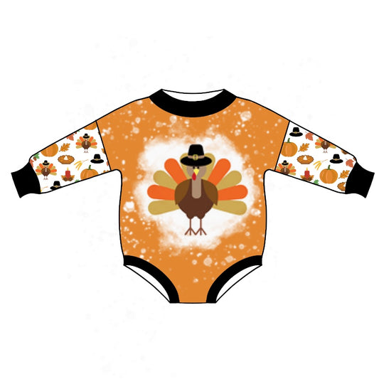 LR1017 Turkey design cute baby boy long sleeve romper