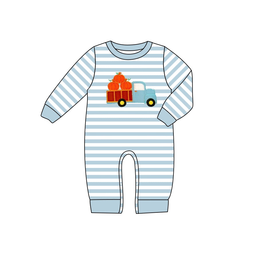 LR1023 pumpkin cute baby boy long sleeve romper