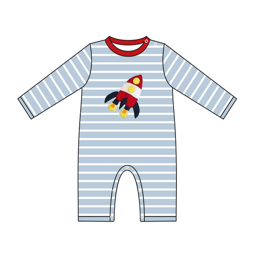 LR1025 blue stripe cute baby long sleeve kid romper