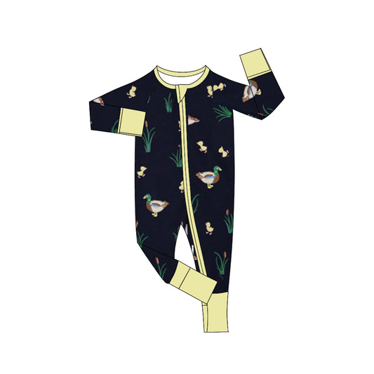 LR1037 yellow duck cute baby long sleeve kid romper