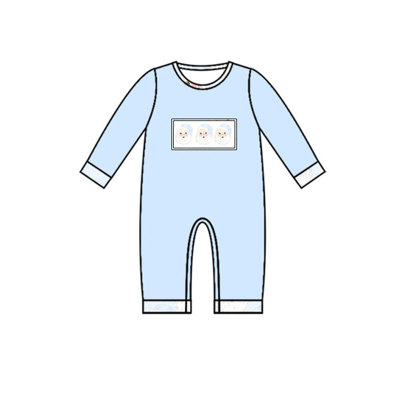 LR1053 Sky blue Santa cute baby long sleeve kid rompers