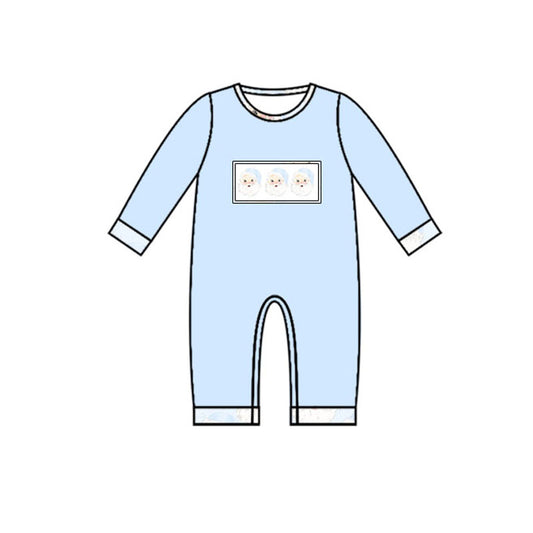 LR1053 Sky blue Santa cute baby long sleeve kid rompers