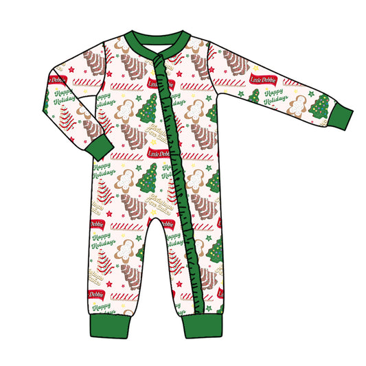 LR1056 Green Santa Tree cute baby long sleeve kid rompers