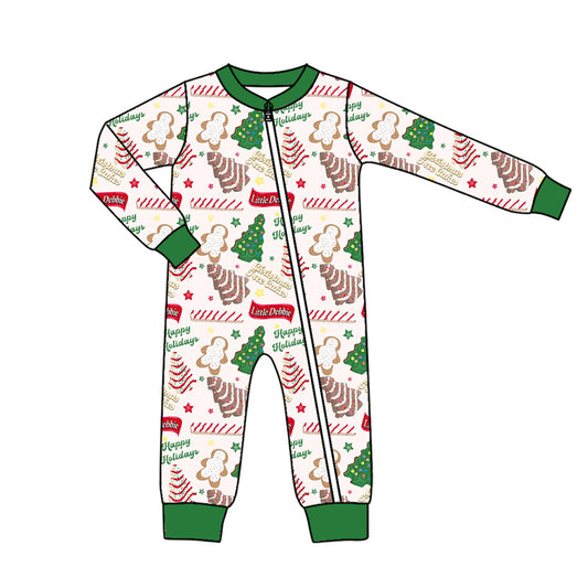 LR1057 Green Santa Tree design cute baby long sleeve kid rompers