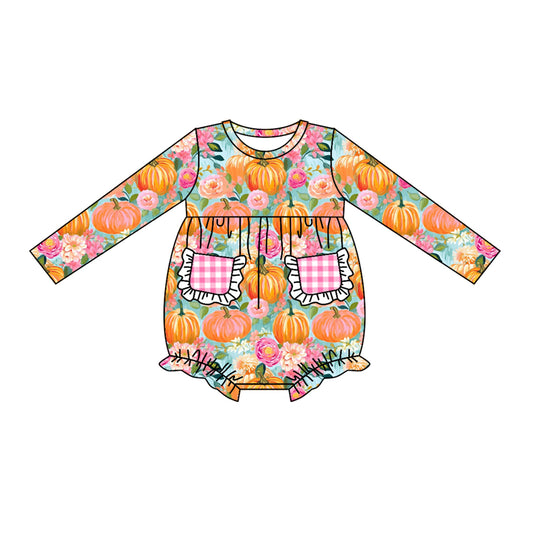 LR1059 pumpkin design long sleeve cute baby long sleeve kid rompers