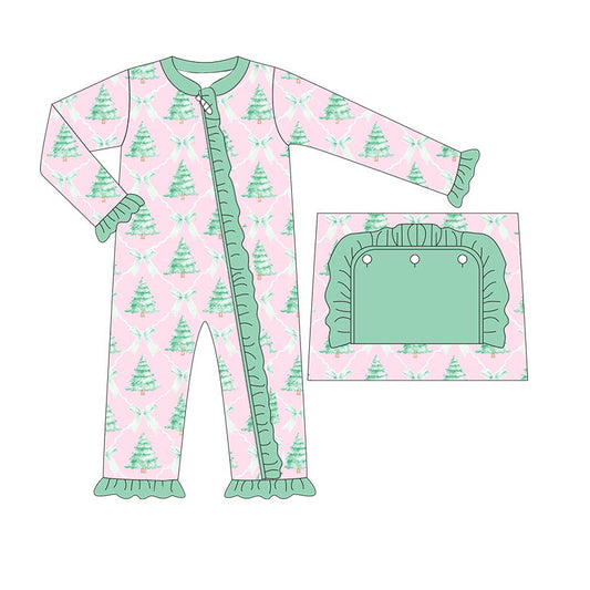 LR1073 Green Tree long sleeve cute baby long sleeve kid rompers