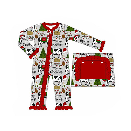 LR1074 Red Cow long sleeve cute baby long sleeve kid rompers