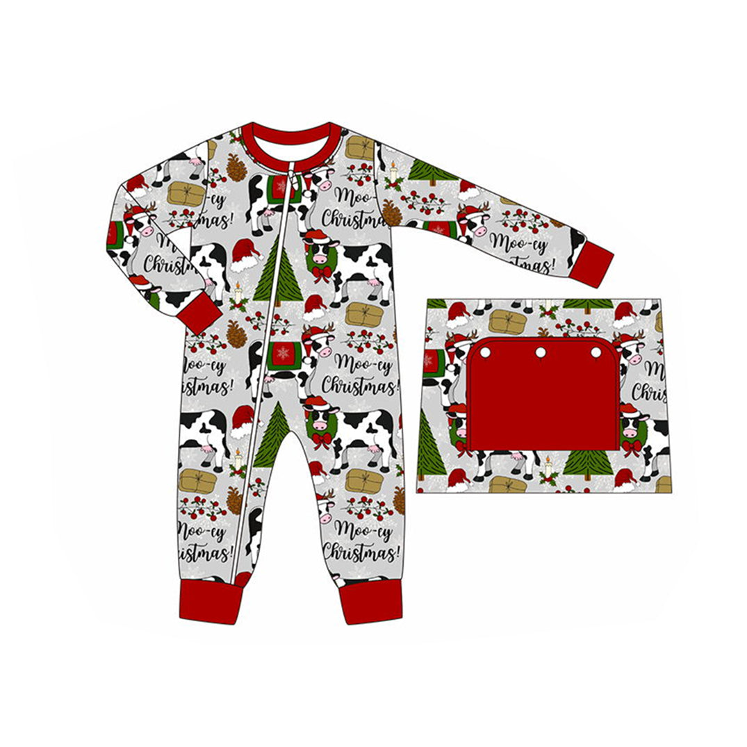 LR1075  Red Cow long sleeve cute baby long sleeve kid rompers