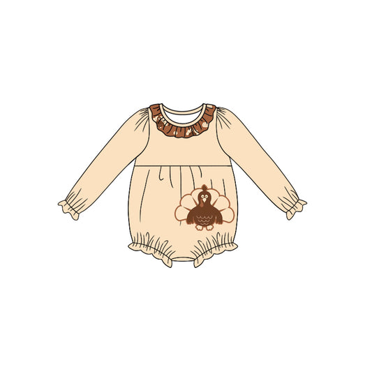 LR1127 Brown Girls Long sleeve cute baby long sleeve kid rompers