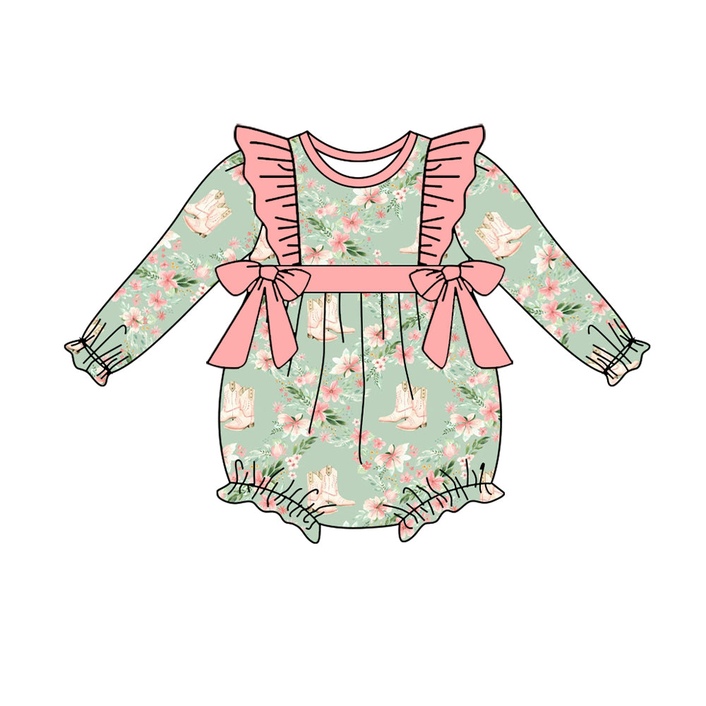 LR1137 Floral Girls Long sleeve cute baby long sleeve kid rompers