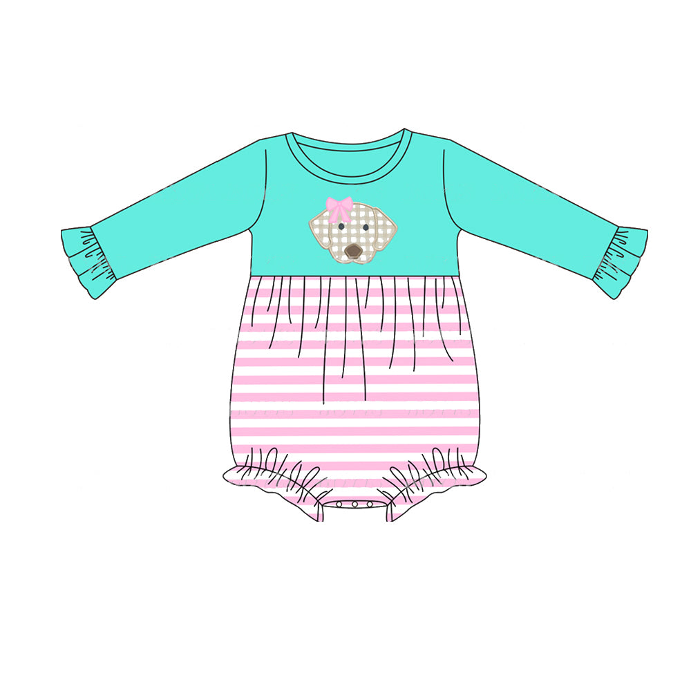 LR1152 Blue Girls Long sleeve cute baby long sleeve kid rompers