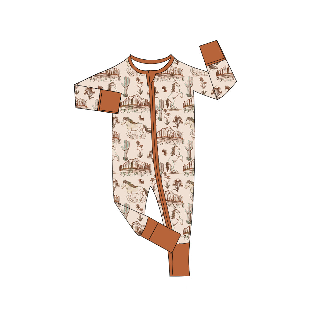 LR1164 Brown Long sleeve cute baby long sleeve kid rompers